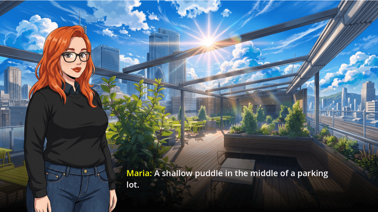 A story scene on the rooftop.